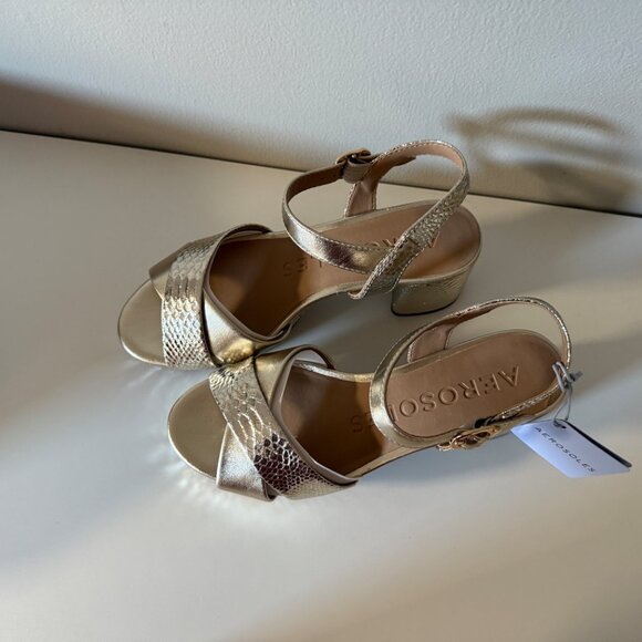 NIB Aerosoles Cosmos Soft Gold Leather 7.5 M - Picture 3 of 8